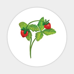 Woodland Wild Strawberry Illustration Magnet